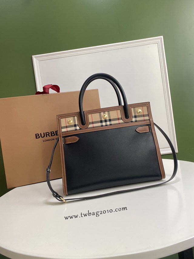 Burberry專門店新款大號Title泰爾勒手袋 巴寶莉Vintage復古格紋手提肩背女包 yxb1158